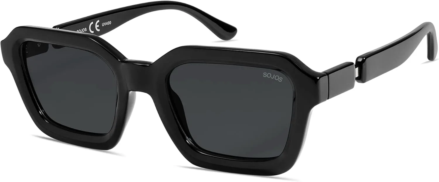 

Солнцезащитные очки SOJOS Retro Polarized Square Sunglasses для женщин и мужчин, винтажные, в стиле 70-х, 80-х, 90-х, шестиугольные, модель SJ2377, Black