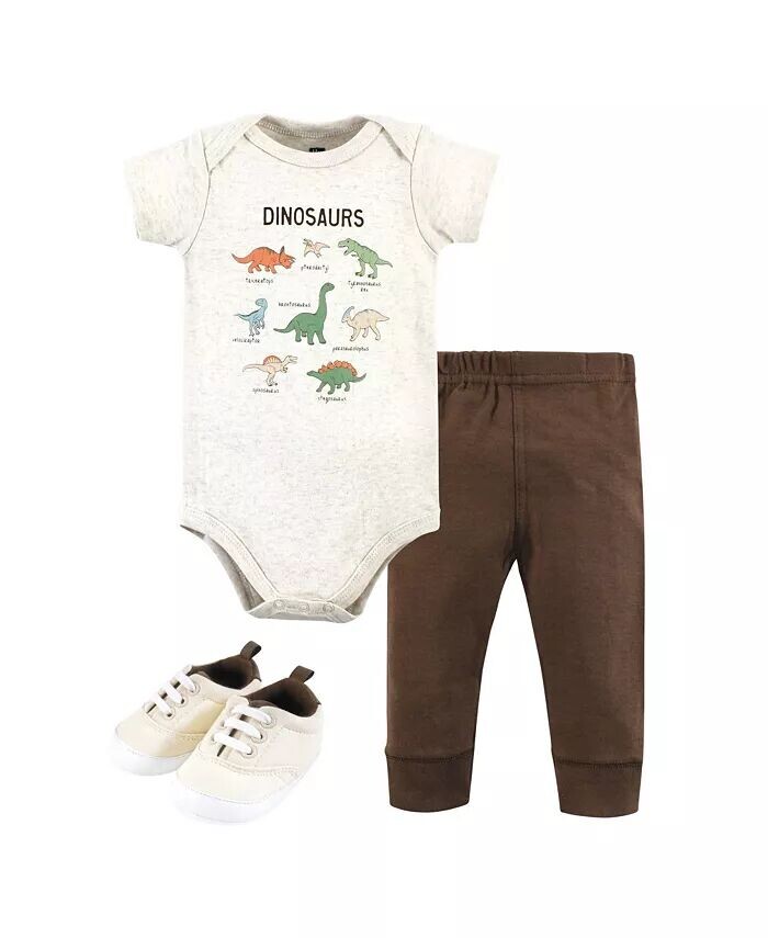 

Хлопковое боди, брюки и обувь для маленьких мальчиков, Dinosaur Adventures Hudson Baby, коричневый