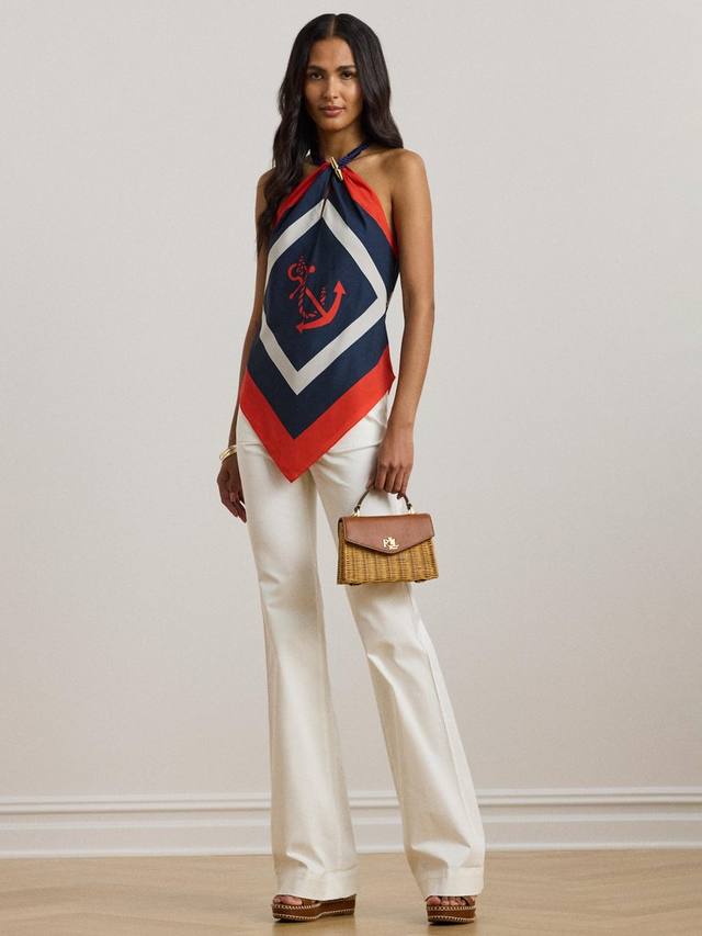 

Широкие эластичные хлопчатобумажные брюки cashine Ralph Lauren, белый