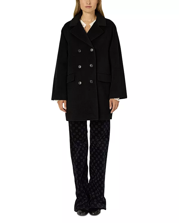 

Двубортное шерстяное пальто Magalie Gerard Darel, черный
