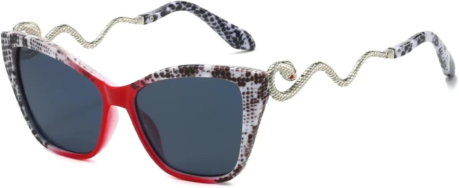 

Винтажные солнцезащитные очки «кошачий глаз» для женщин и мужчин в стиле панк, популярные, роскошные, сексуальные, металлические, с защитой от УФ-излучения UV400 TYUVIVO, Snake Red Black