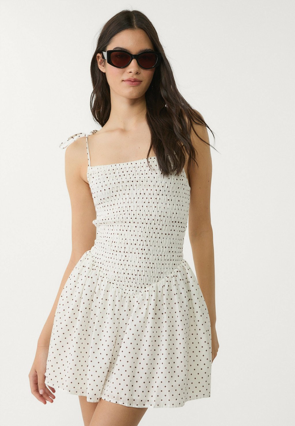 

Повседневное платье SHORT POLKA DOT Stradivarius, бежевый