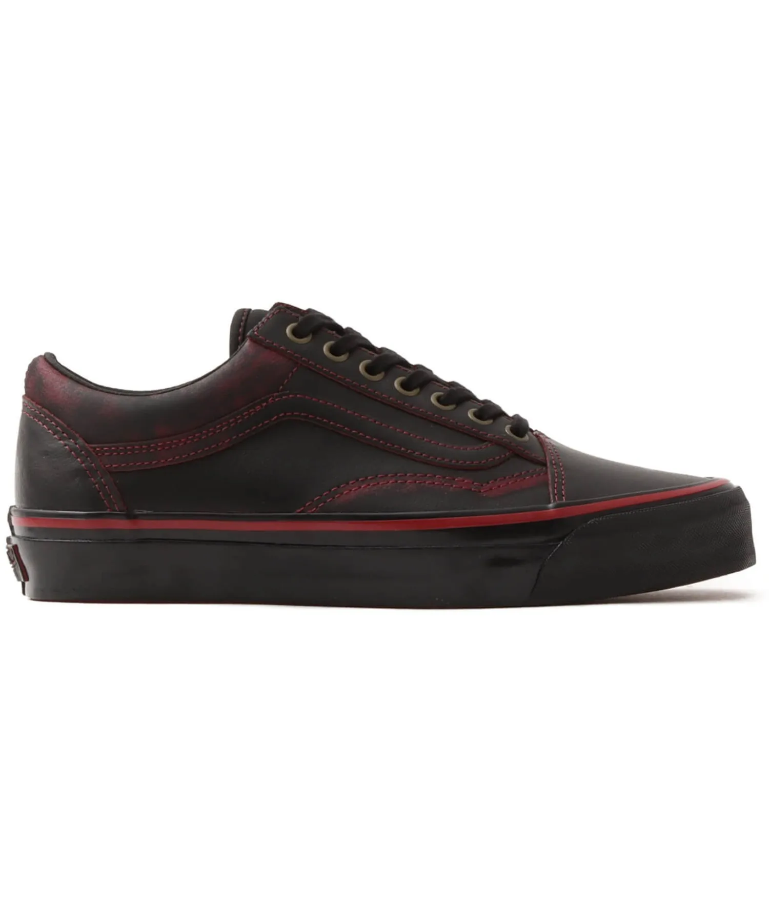 Мужские кроссовки из натуральной кожи VANS LX Old Skool черные с красным — фото 4