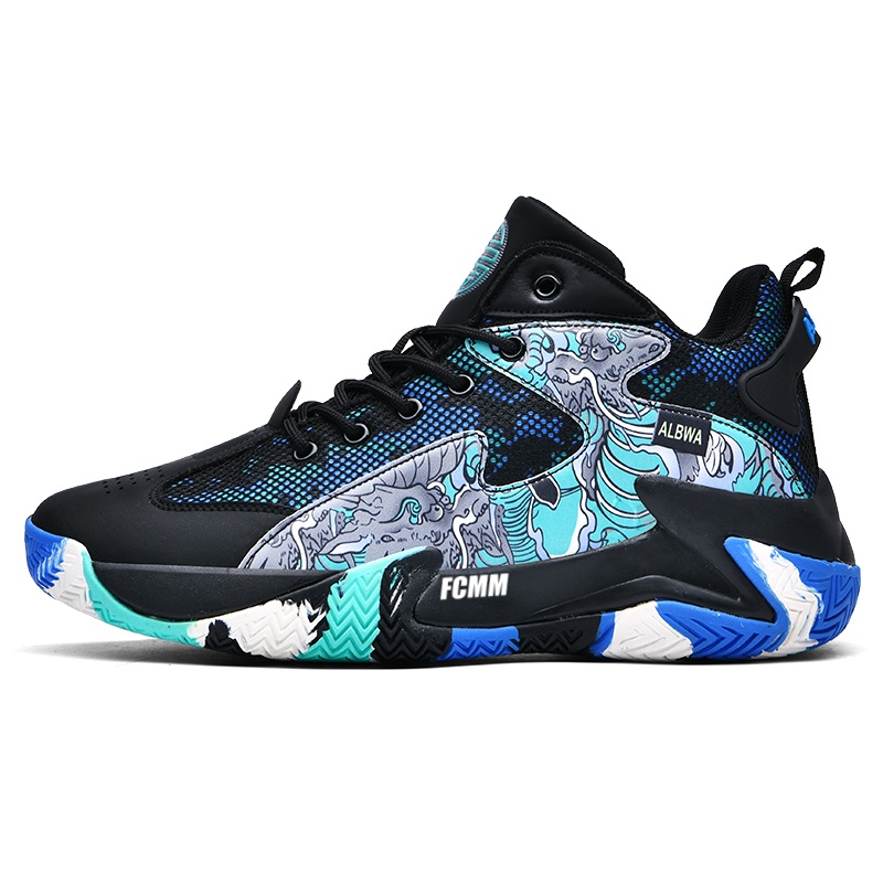

Противоскользящие и дышащие детские баскетбольные кроссовки для подростков FCMM, черный/синий