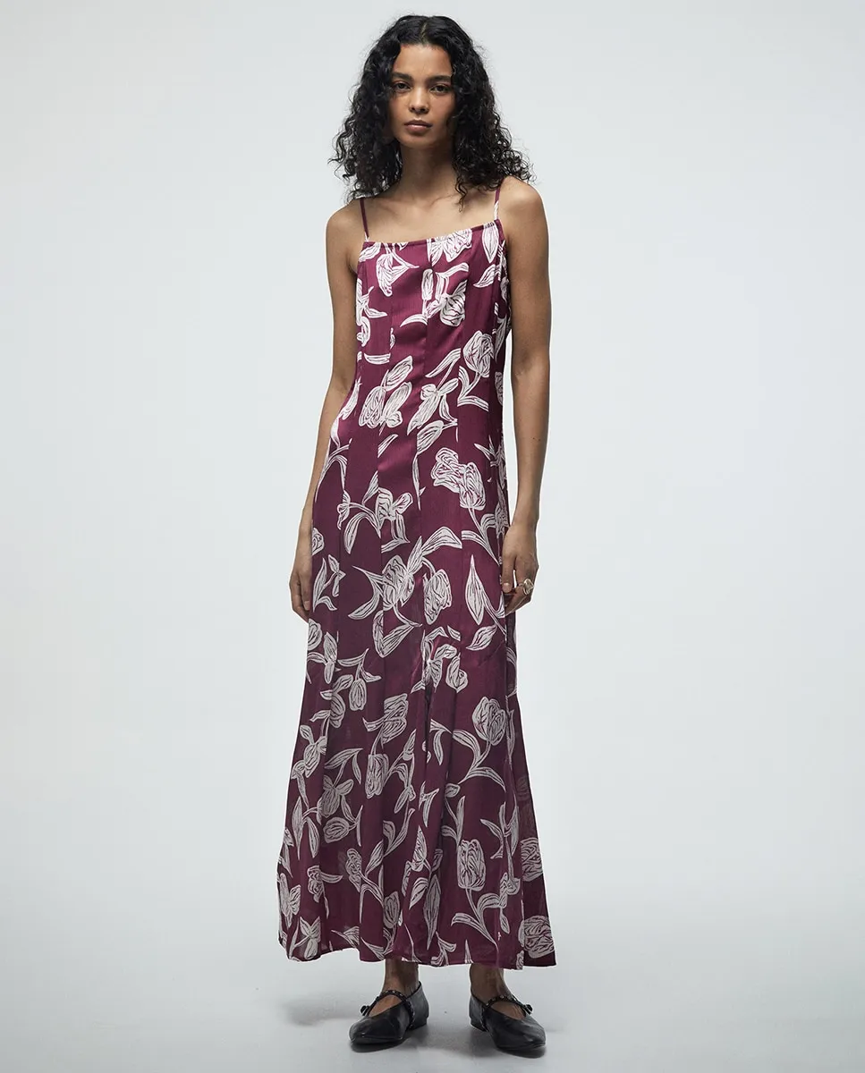 

Платье на тонких бретелях с складками Sfera, бордовый