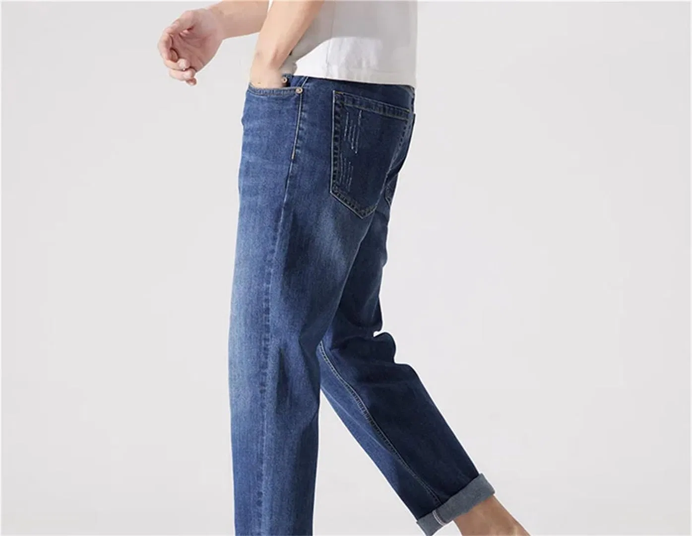 Джинсы Slim Straight Regular Fit Denim, Темно-синий — фото 4