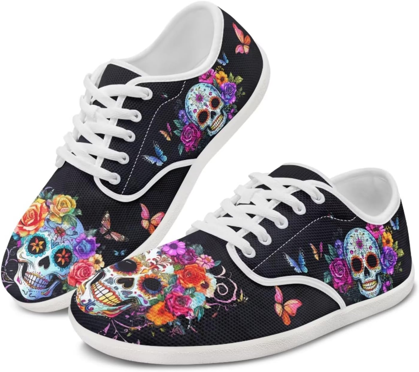 

Кроссовки Skull Barefoot для мужчин и женщин с широким носком, нулевая посадка, минималистичные, дышащие, без шнурков Pointodoor, Skull Flower Butterfly