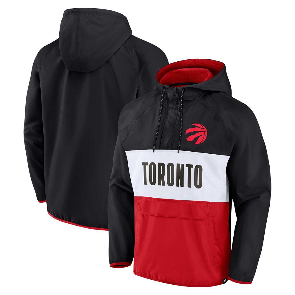 

Мужская черно-красная толстовка с капюшоном Fanatics с логотипом лидера команды Toronto Raptors, анорак с цветными блоками, реглан, цвет Rpt Black