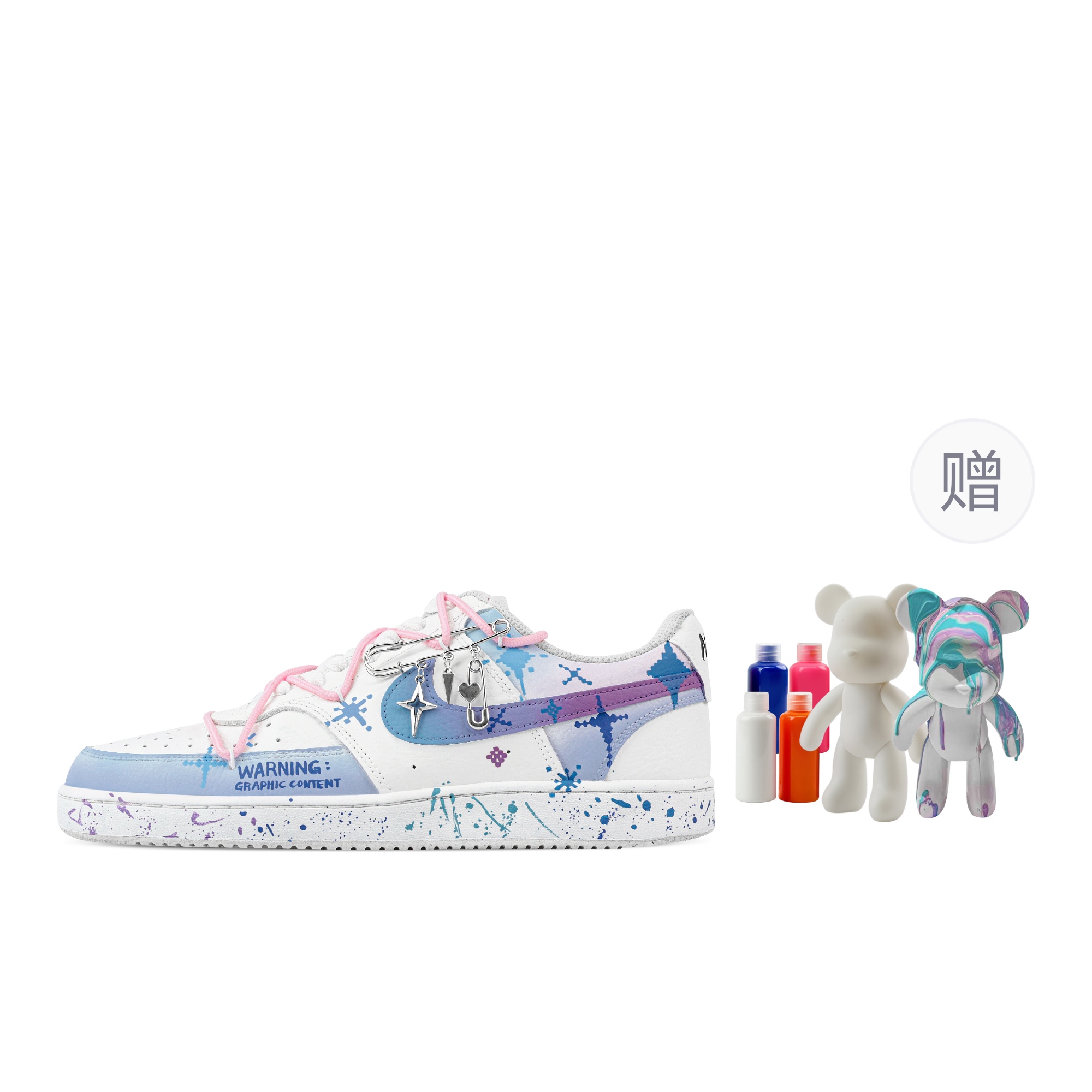 

Nike Кроссовки Court Vision 1 Sparkling Stars, Fluid Bear, износостойкие, низкие, для скейтбординга, мужские, сине-белые