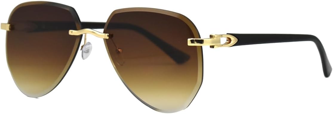 

Роскошные солнцезащитные очки без оправы для мужчин и женщин, модные, стильные, в стиле панк, с градиентным переходом цвета, для активного отдыха, защита от УФ-излучения UV400 TKKTLLT, Gradient Brown