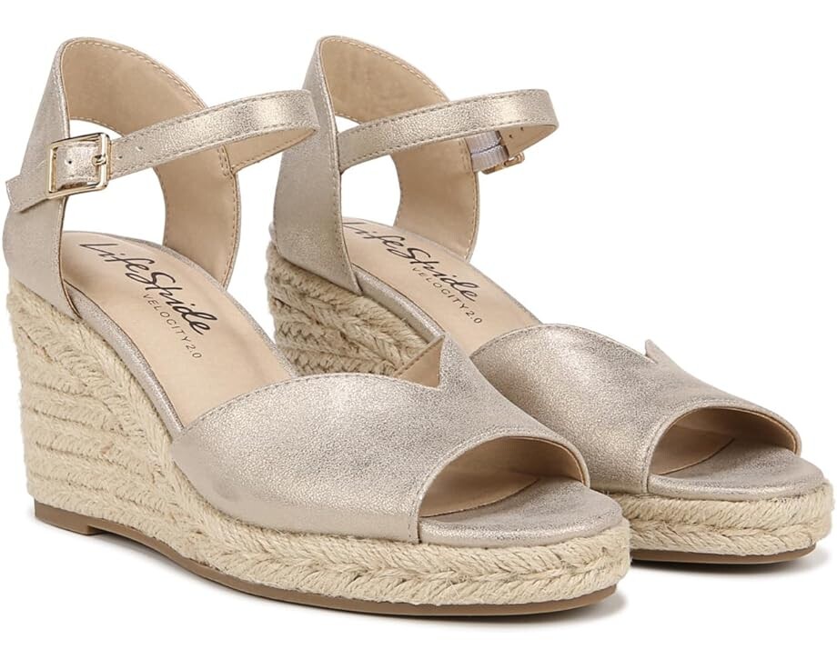 

Сандалии LifeStride Tess Wedge Espadrille, цвет Platino Gold