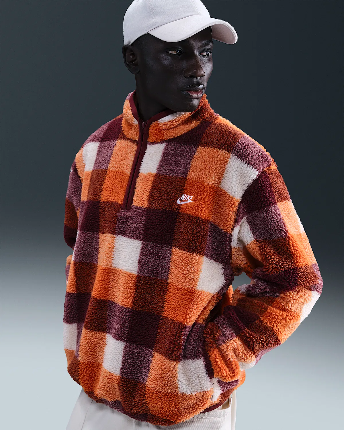 Мужская зимняя куртка Nike Club на молнии, Pearl White/Dark Team Red/Campfire Orange/White