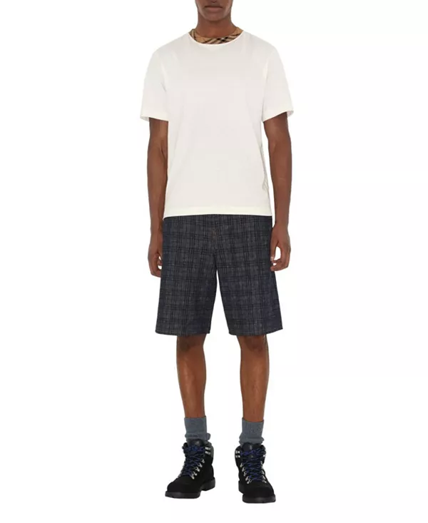 

Хлопковая футболка с клетчатым узором Burberry, белый