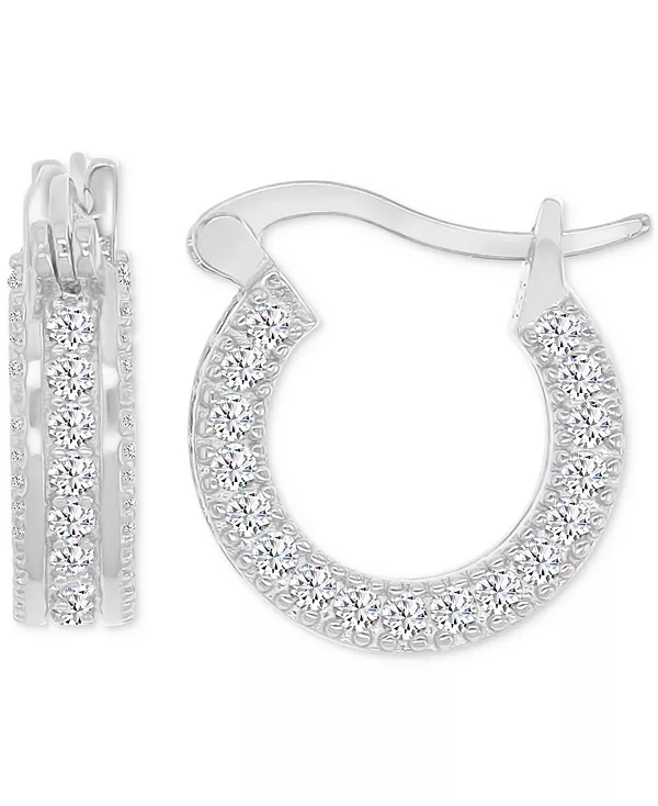 

Серьги-Кольца Huggie Hoop с кубическим цирконием из стерлингового серебра Macy'S, silver