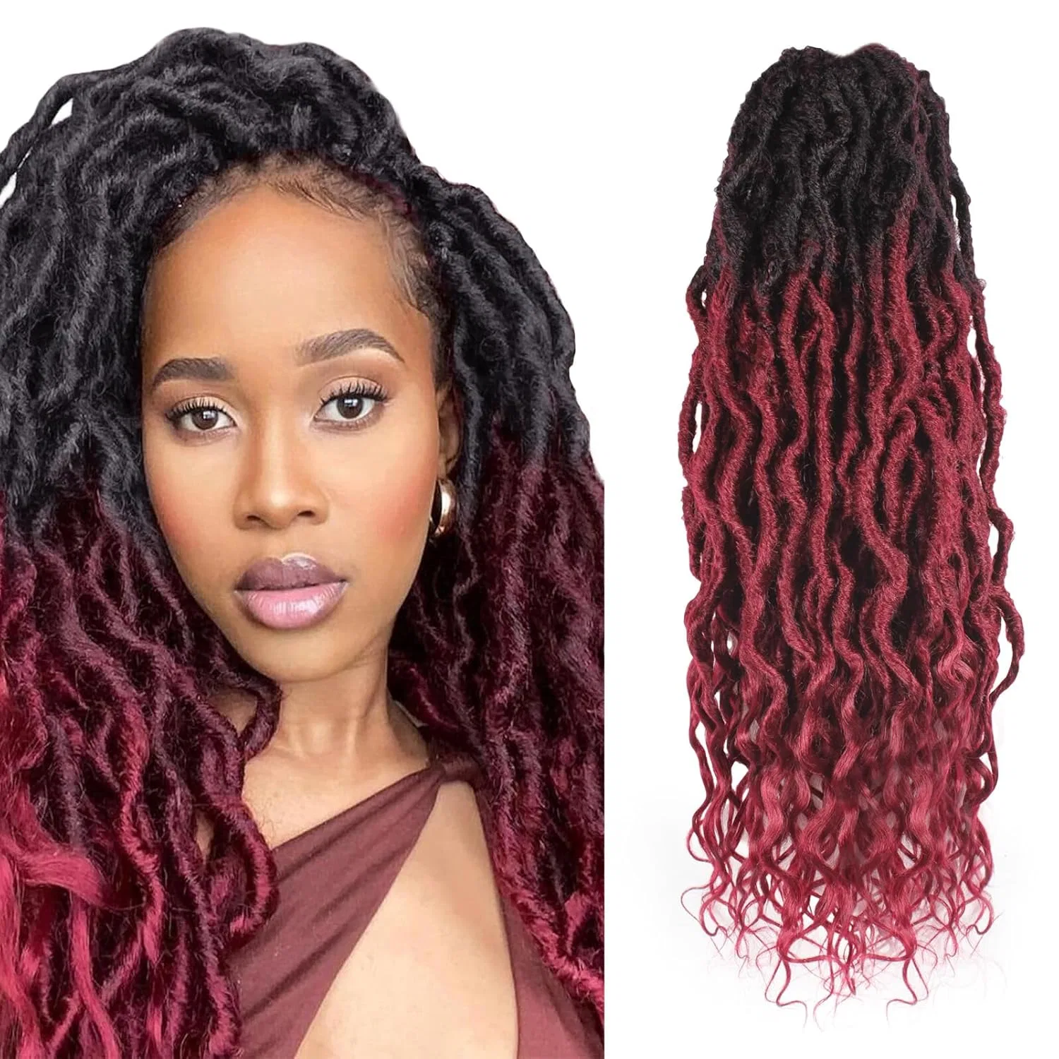 Искусственные дреды «Locs Crochet Hair» с кудрявыми концами Enbeautiful, Otbug#