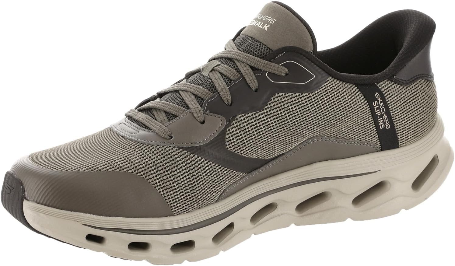 Мужские кроссовки Skechers Hands Free Slip-ins Go Walk Glide-Step 2.0 - Zac, цвет Dark Taupe — фото 3