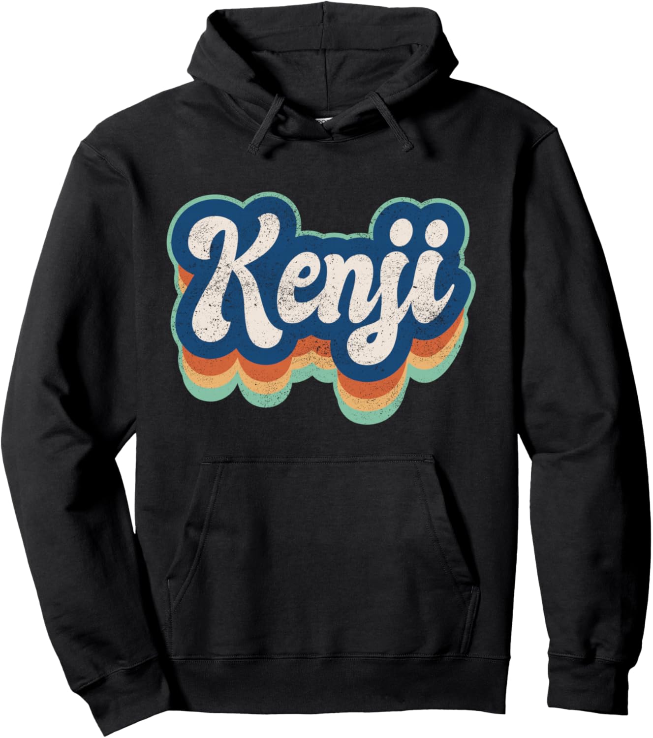 

Персонализированная мужская толстовка Kenji Name в винтажном стиле 70-х/80-х годов Retro Groovy Name Fathers Day Outfit For Men, черный