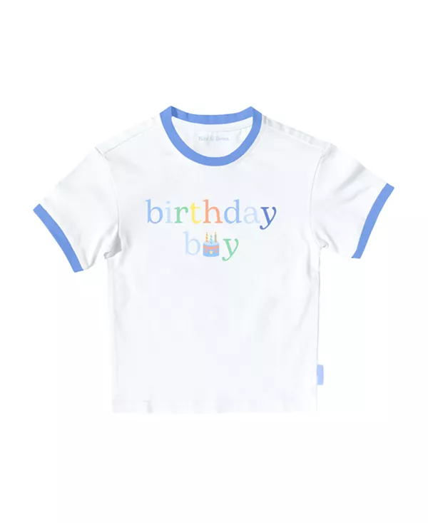 

Детская футболка с круглым вырезом для именинника. Bits & Bows, синий