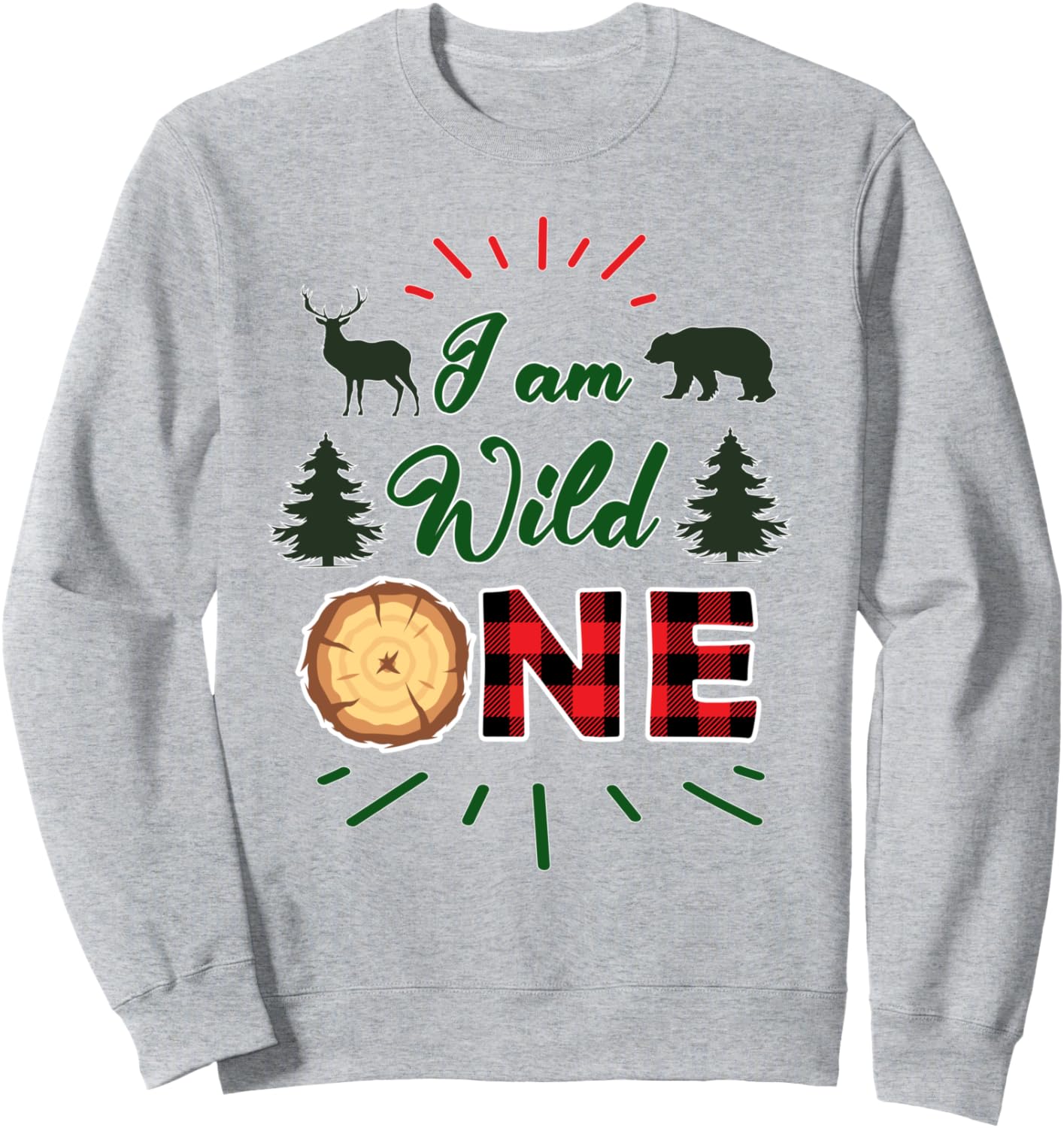 

Дерево на первый день рождения девочки, толстовка для мальчика с изображением диких лесных животных Family Look 1St Christmas Bday Decorations Gifts, серый