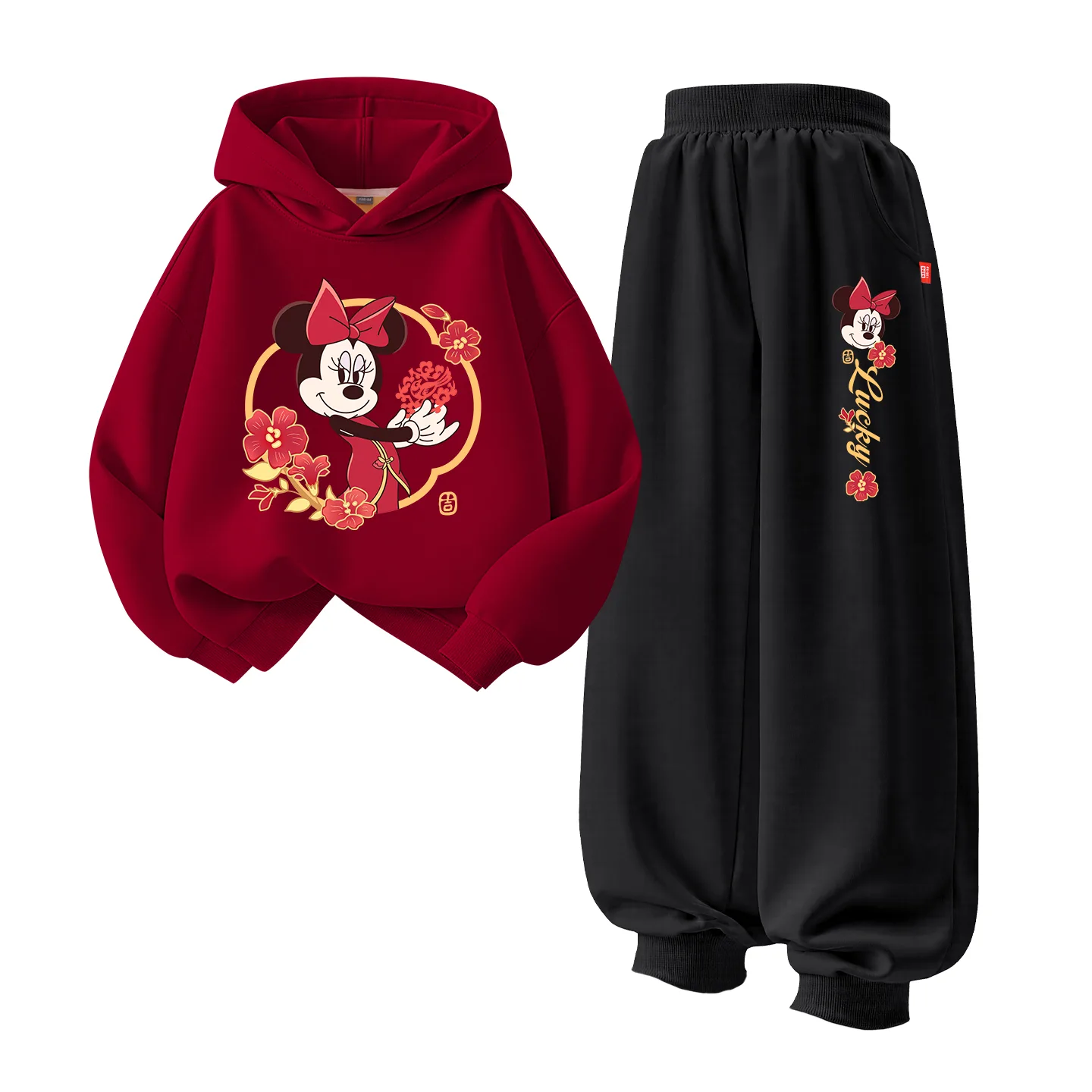 Детская повседневная худи с капюшоном Disney, [Thickened and Fleece-Lined]Di Cut Paper Nene Burgundy+Di Cut Paper Nene K Black