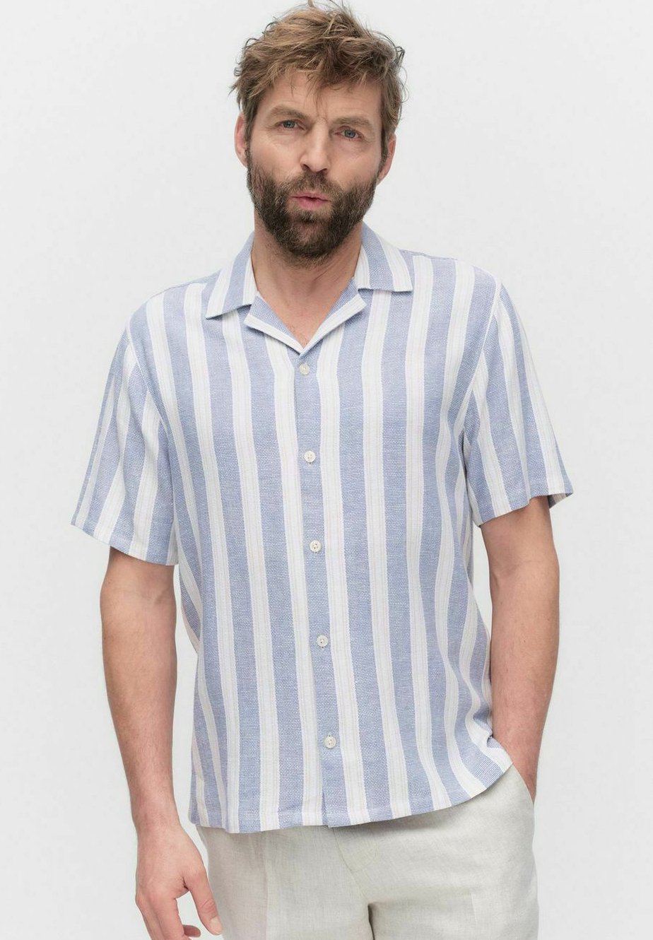 

Рубашка YVES STRIPED LINEN Bläck, синий