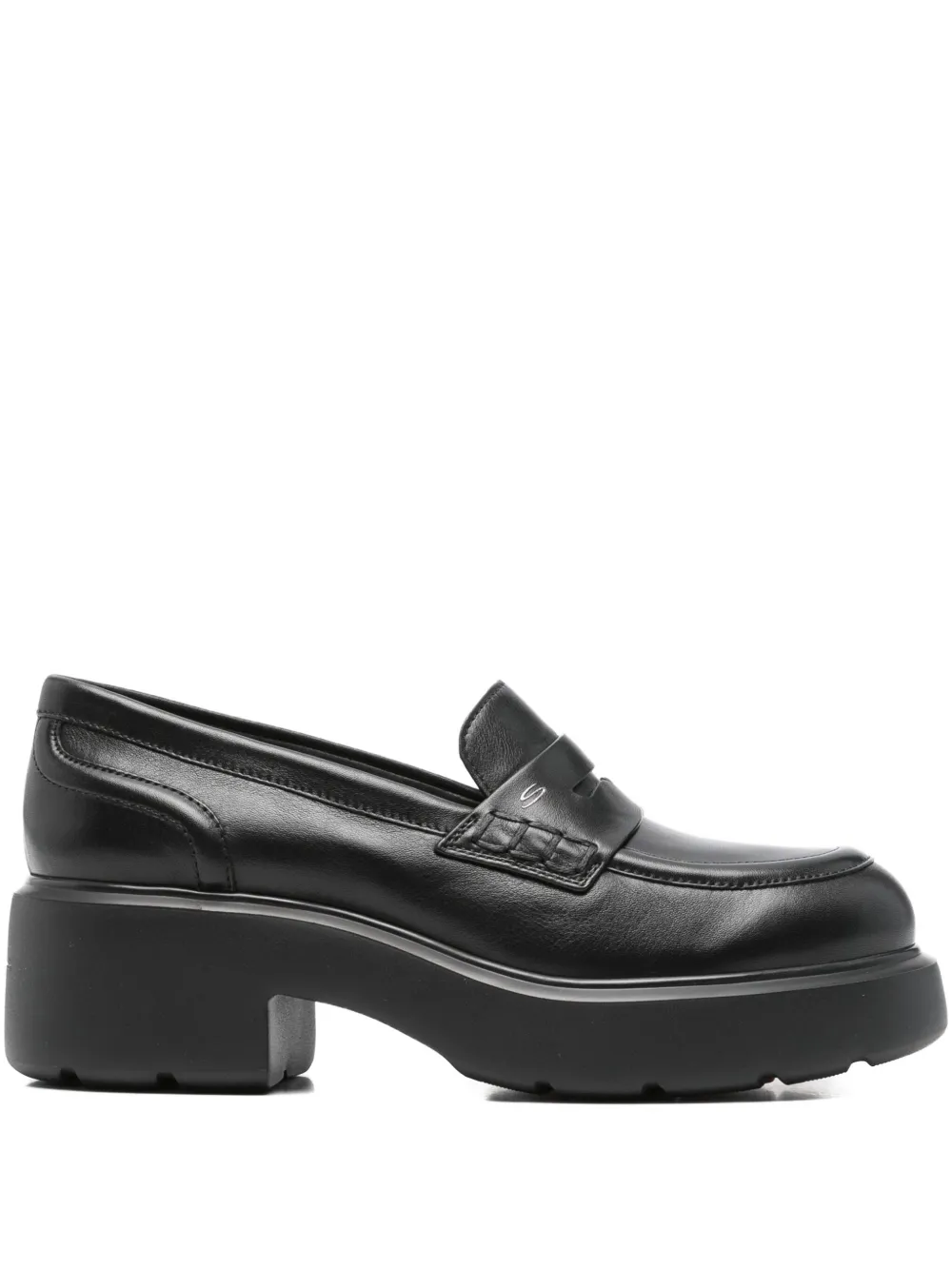 Кожаные туфли на платформе с прорезями для пенни высотой 55 мм Santoni, черный
