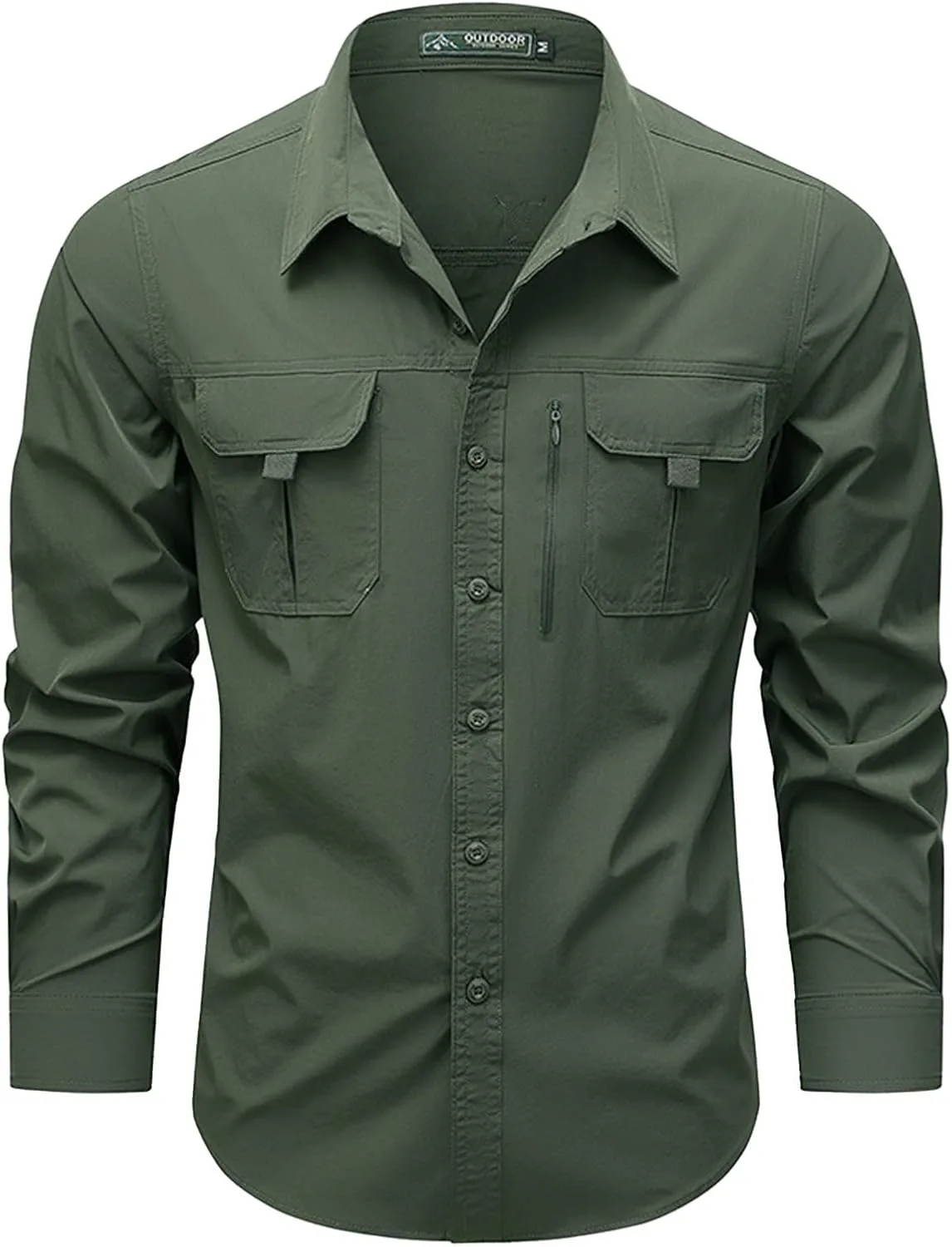 

CRNTCEM мужская рубашка с длинным рукавом, тактическая, хлопок, для рыбалки и походов