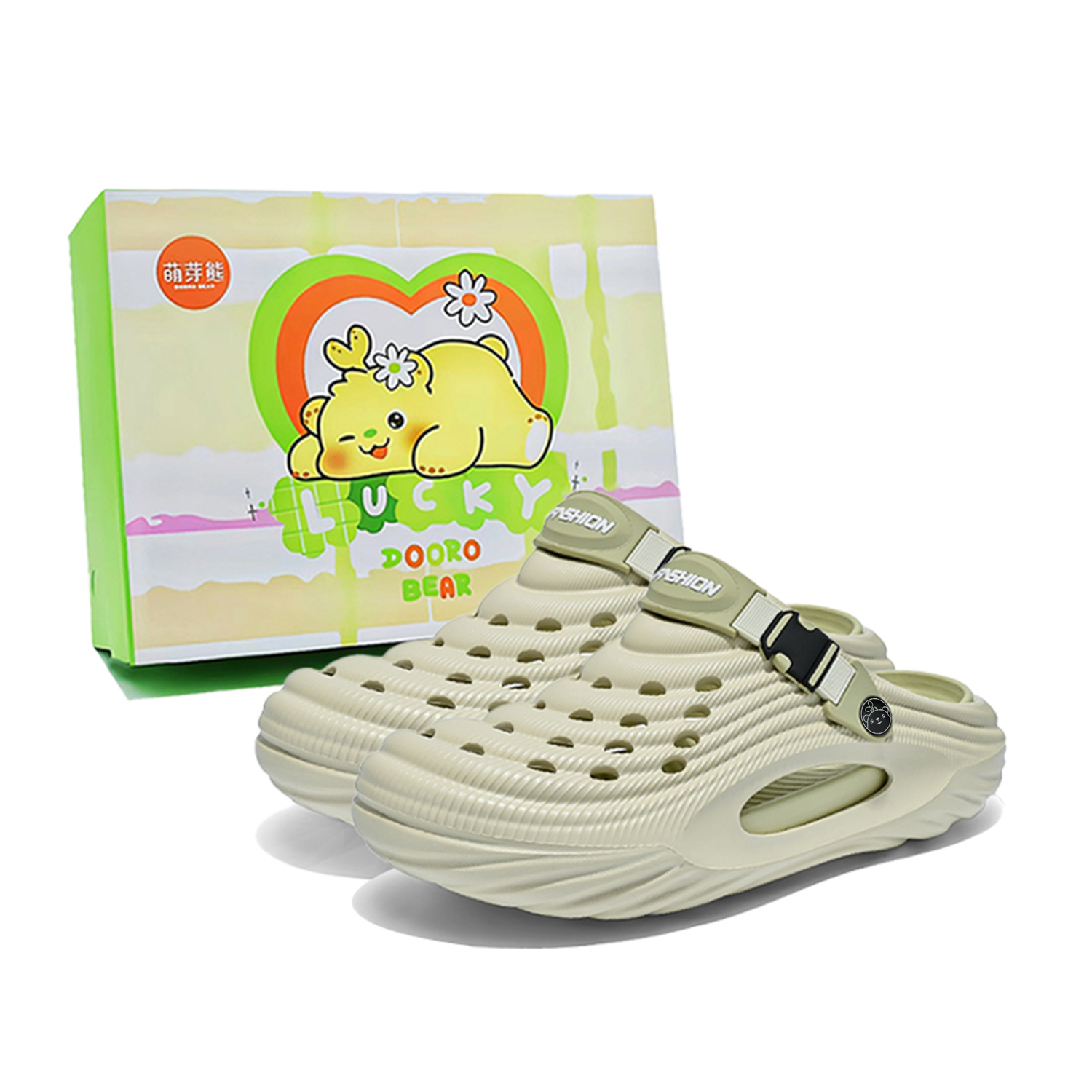 

Budding Bear Клоги унисекс бежево-зеленые {упаковка}, цвет Beige Green { Box }