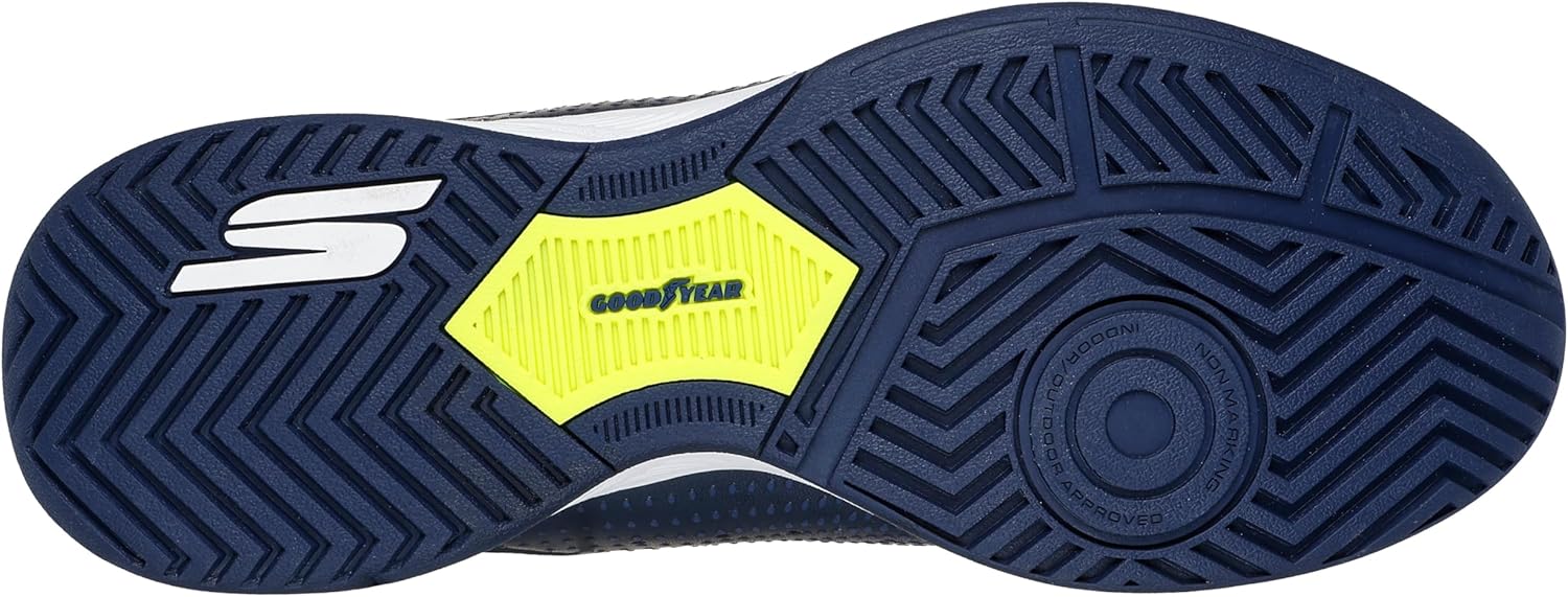 Мужские кроссовки Skechers Viper Court Reload с легким надеванием без рук, синий/желтый/темно-синий — фото 2