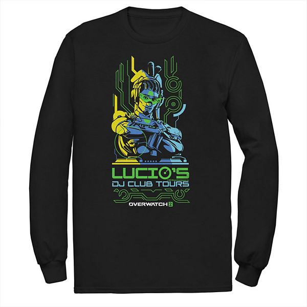 

Футболка с длинным рукавом Big & tall Overwatch 2 Lucio dj club tours Licensed Character