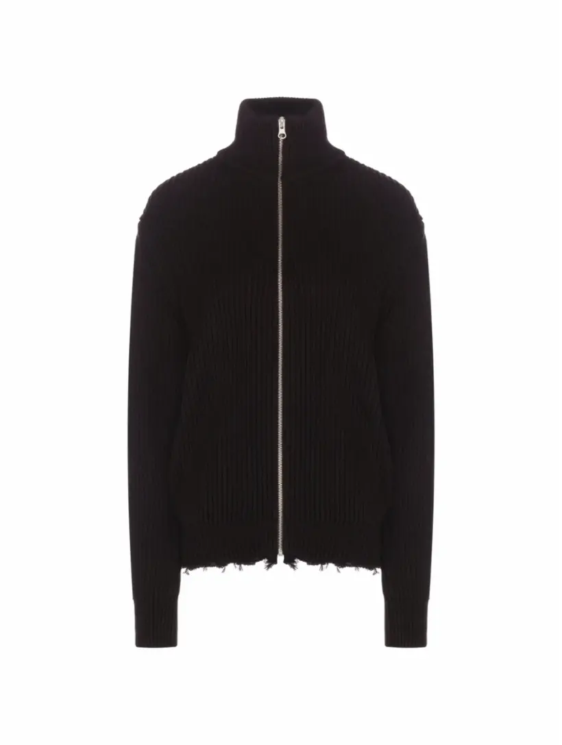 

Вязаный кардиган на молнии MM6 MAISON MARGIELA, черный