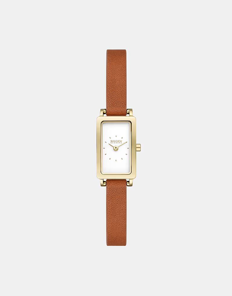 

Женские часы Skagen Hagen Micro с двумя стрелками, из нержавеющей стали, золотого цвета, КОРИЧНЕВЫЕ