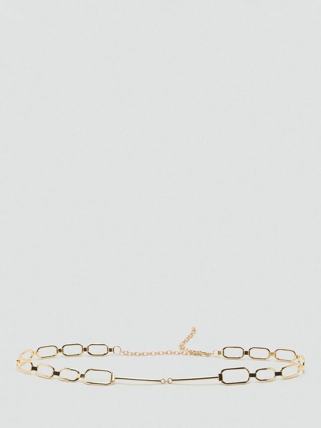 

Тонкий кожаный ремень с цепочкой Mango, Gold