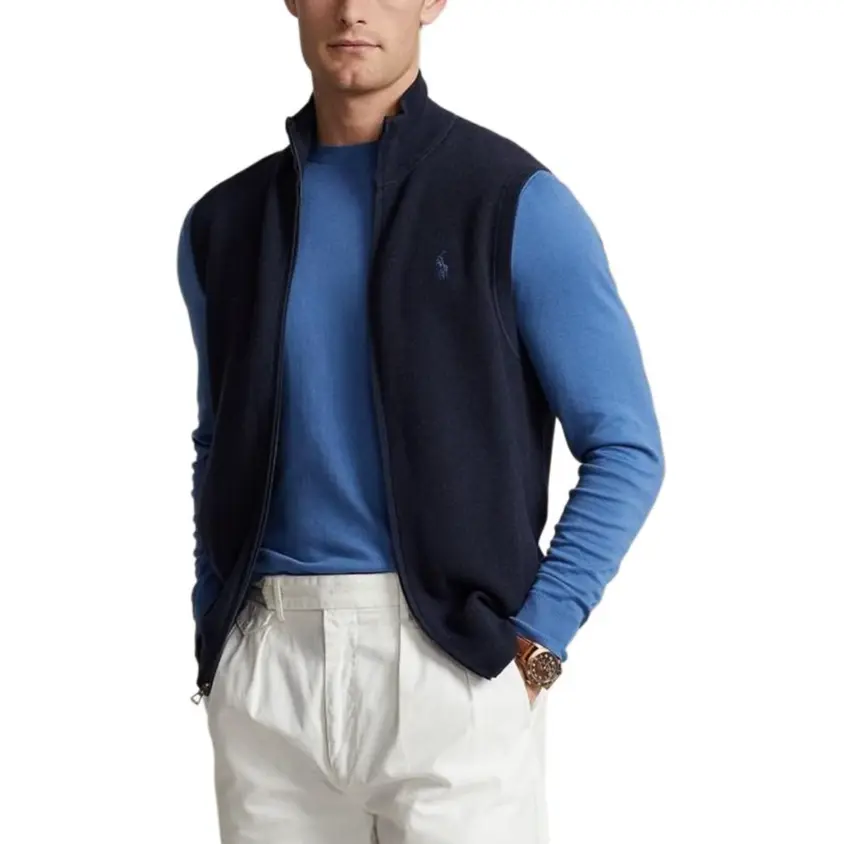 Polo Ralph Lauren Вязаный жилет с вышивкой поло пони, Marine Blue — фото 4