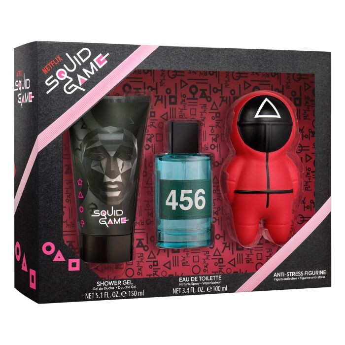 

Туалетная вода унисекс Estuche Squid Games EDT Netflix, EDT 100ml+ Gel 150ml + Muñeco Antiestres