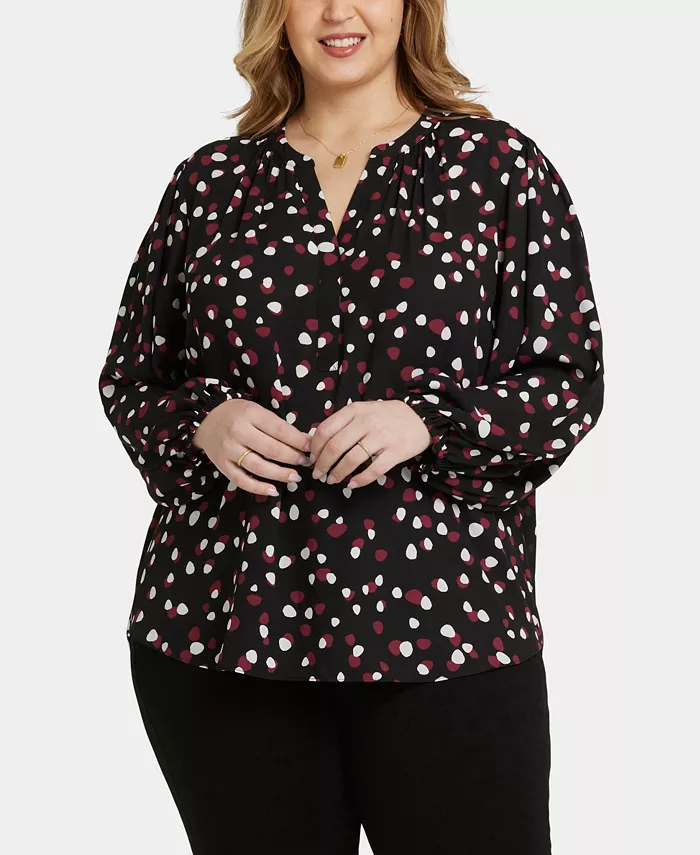 

Блуза с пышными рукавами Plus Size Popover NYDJ, черный