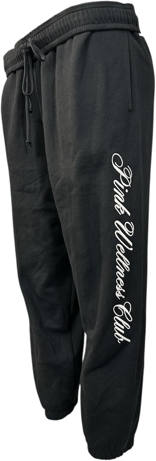 Спортивные брюки Victoria's Secret Pink Fleece Ivy Relaxed Campus, цвет черный/белый, новые, Black White — фото 2