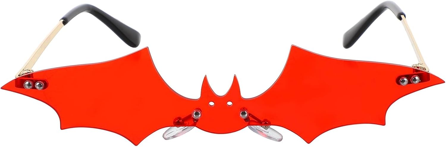 

Солнцезащитные очки без оправы в форме летучей мыши для женщин, винтажные очки без оправы, красные линзы, золотая оправа, модные, для вождения, с защитой от УФ-излучения DEARMAMY, Red