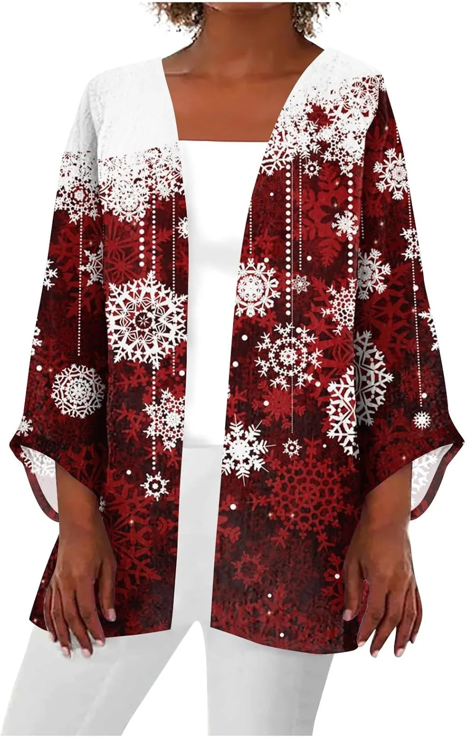 

Кардиган для женщин 2025 весна Kimonos Plus Size с рукавом 3/4 FlekmanArt