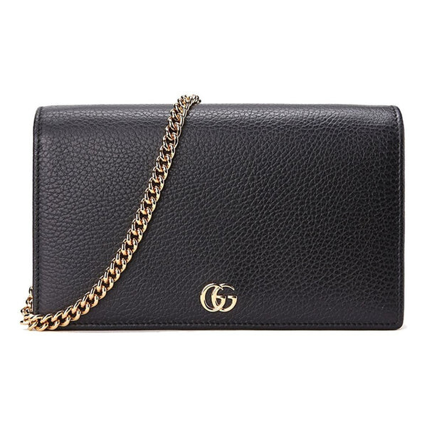 

Сумка marmont leather mini chain bag 'black gold' Gucci, черный