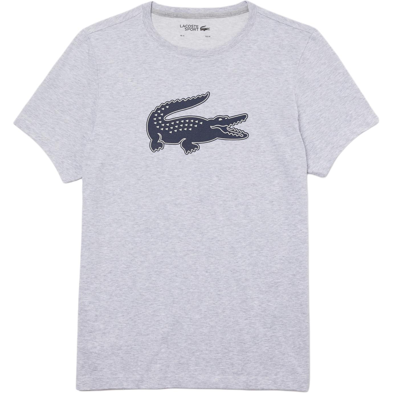 

Lacoste Мужская футболка серого цвета с круглым вырезом, умеренно прямой крой