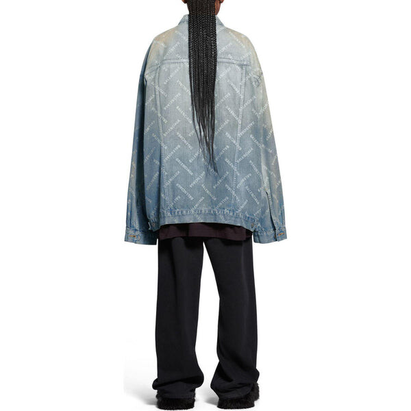 Куртка bal diagonal allover oversized jacket 'light blue japanese ring denim' Balenciaga, синий — фото 4