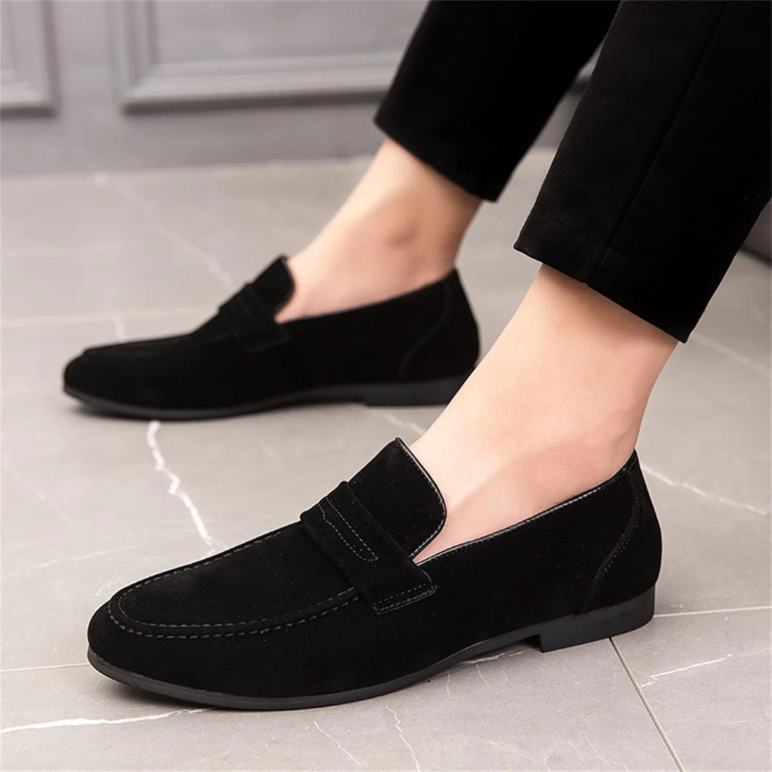 Лоферы мужские, классические, Slip-on, черный Abborora — фото 2