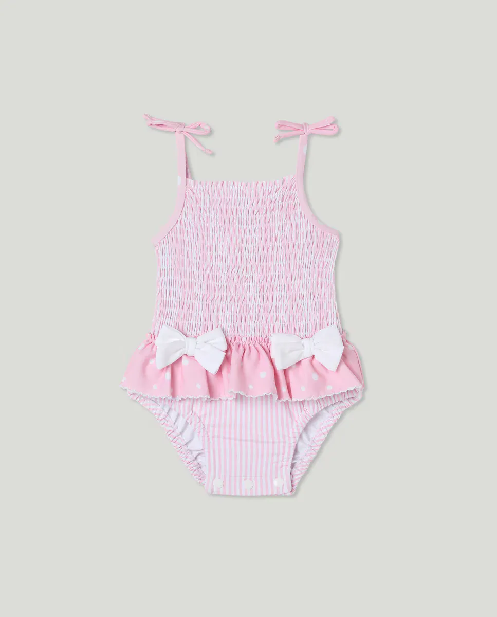 

Купальник для девочки в полоску и горошек Baby El Corte Inglés, розовый