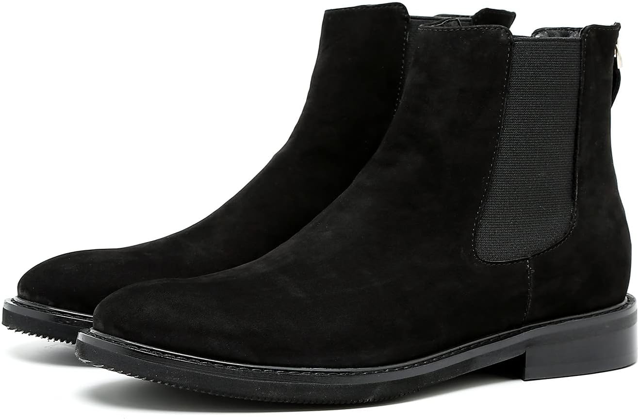 

Мужские замшевые ботинки Chelsea Santimon с молнией на щиколотке, классические сапоги без шнурков, черный
