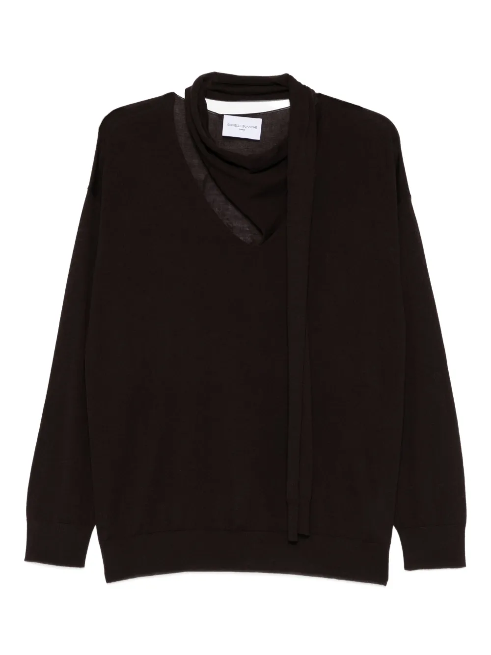 

Свитер с V-образным вырезом и завязками Isabelle Blanche, коричневый