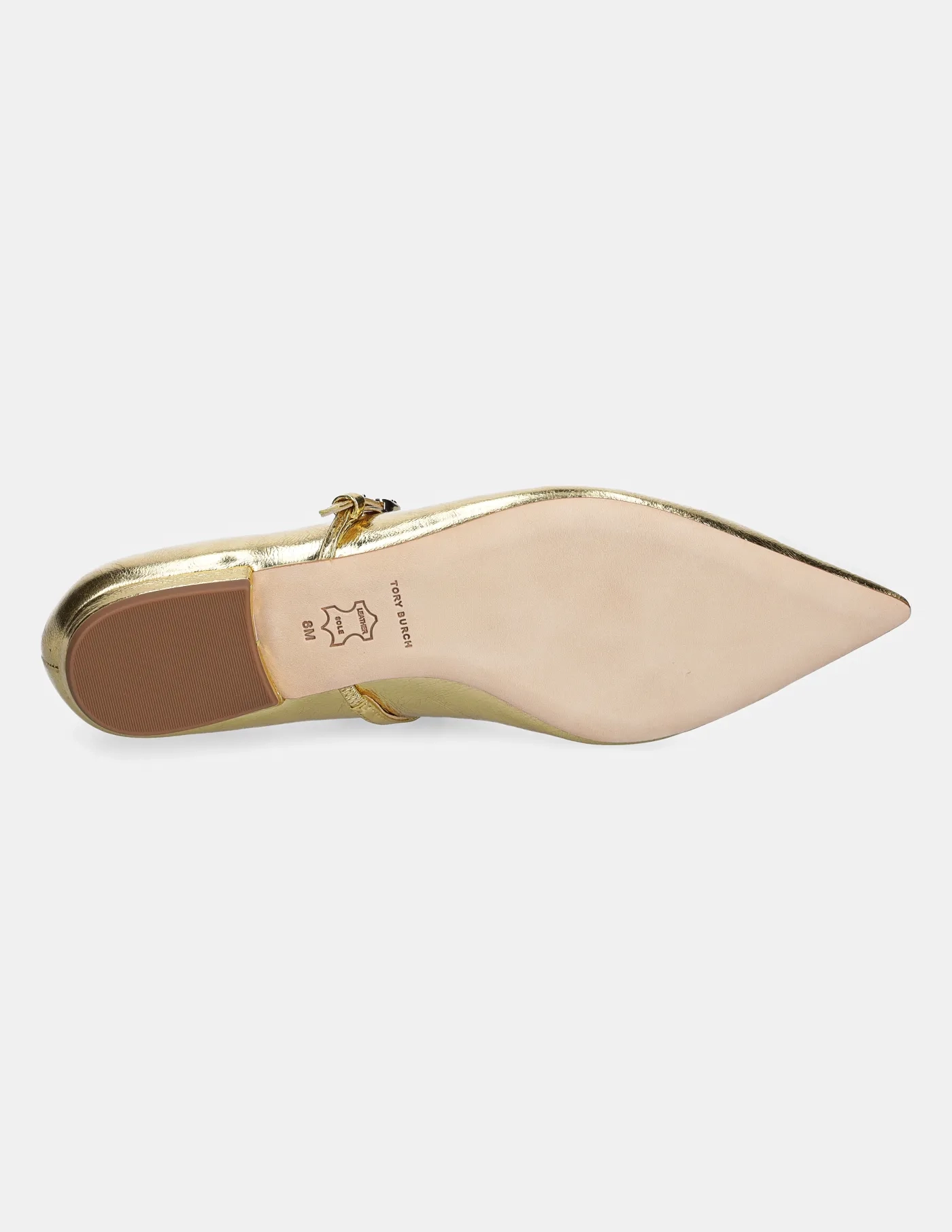 Кожаные балетки Mary Jane с двойной Т-пряжкой Tory Burch, золотой — фото 2