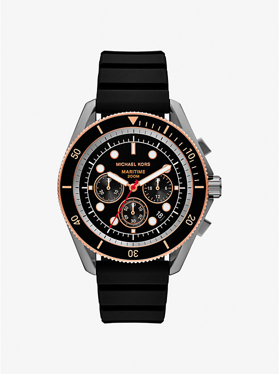 

Крупные морские часы из оружейной стали и силикона Michael Kors, бронзовый