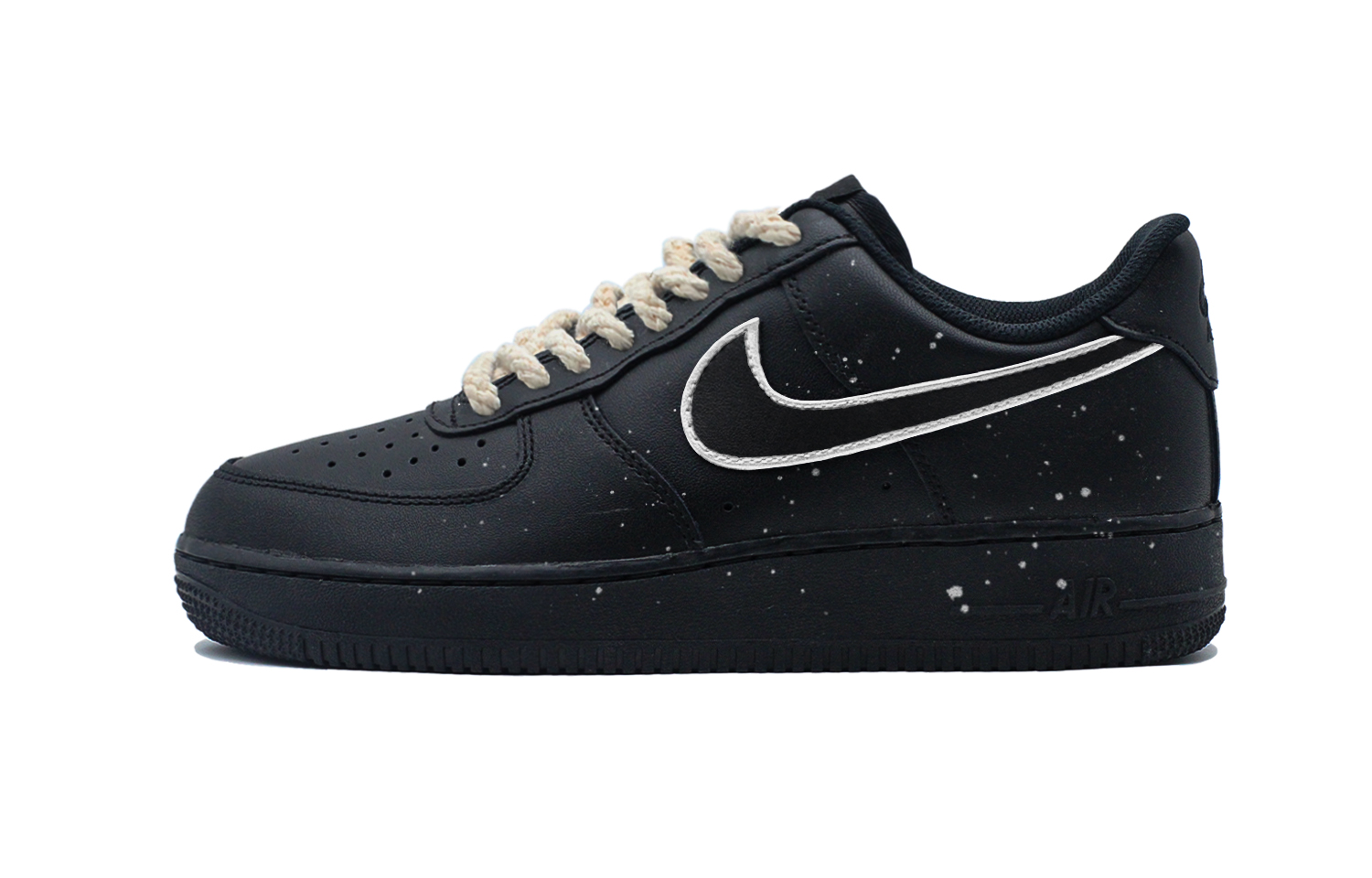Air Force 1 Phantom Galaxy устойчивые к истиранию противоскользящие low top детские скейтбординг кроссовки unisex Nike, черный/белый — фото 3