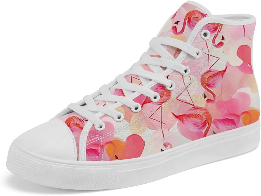 

Высокие кеды Flamingo для мужчин и женщин, тканевые кроссовки на шнуровке, повседневная обувь, подарок для мамы и папы Chebing, розовый